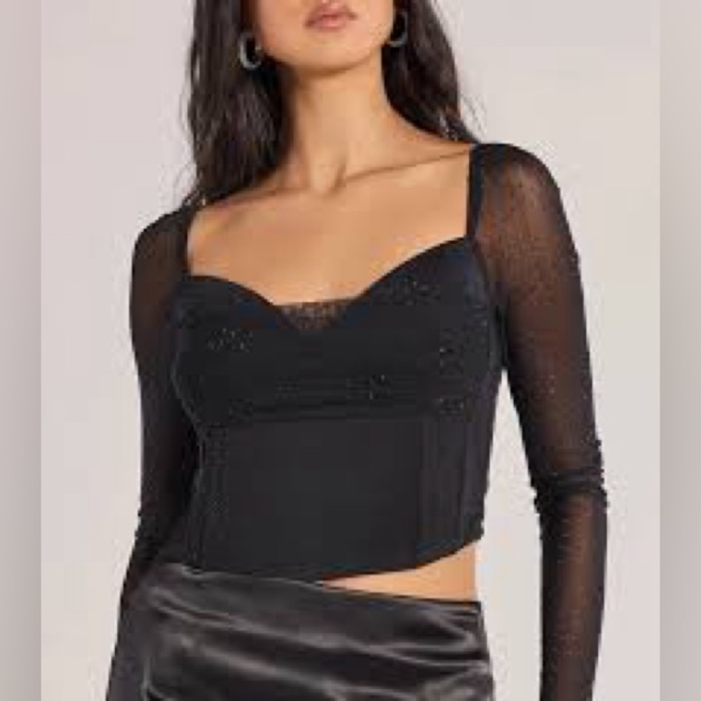 Sparkling sheer Mesh Sleeve Top